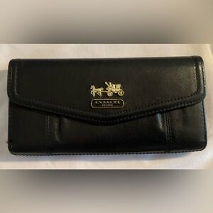 Coach Black Leather Wallet with Pink interior